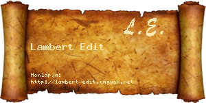 Lambert Edit névjegykártya